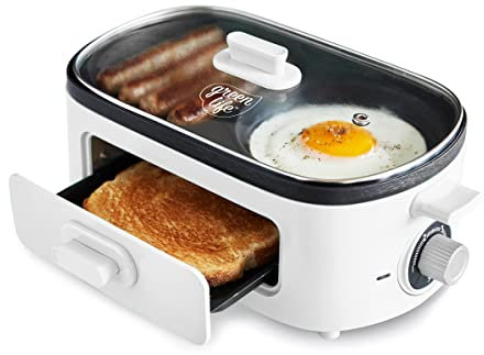GreenLife CC006796-001 Breakfast Maker, PFAS Free Ceramic Nonstick, White