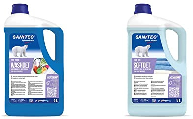 Washdet Detergente Liquido per Bucato a Mano e in Lavatrice Bianchi e Colorati Orchidea Blu 5,1 kg & Softdet Additivo Ammorbidente Profumato Igienizzante per Lavaggio a Mano e in Lavatrice