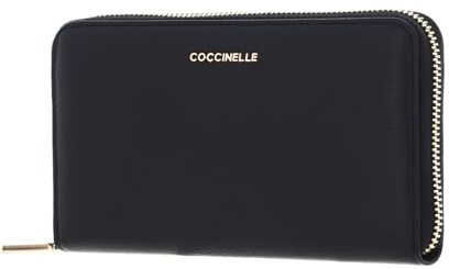 Coccinelle Leder Geldbörse Metallic Soft Wallet Grained Leather Noir schwarz