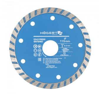 Högert Technik - Disco diamantato Turbo 115 mm - Il disco diamantato è progettato per il taglio delle piastrelle di ceramica e per il taglio delle superfici dei materiali da costruzione