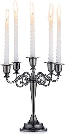 HUOGEE Candelabro a 5 bracci, in metallo, multi-braccio, nero, vintage, candelabro, candelabri, candelabri, candelabri, candelabri, per casa, matrimonio, Natale, feste, decorazione