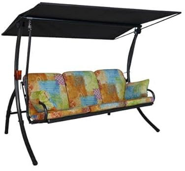 Angerer Freizeitmöbel GmbH Hollywoodschaukel Elegance - Gartenschaukel Made in Germany - Schaukel zum Sitzen, Liegen und Entspannen - inklusive Bett-Funktion - einfache Montage (Bunt Gemustert)