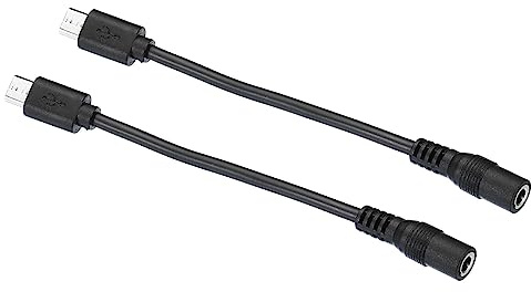 PATIKIL Micro USB to DC 3.5x1.35mm Extension Cable, 2 Pack Male to Female Extension Power Cords Connector for Fans LED Strips, Black