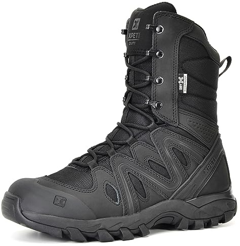 XPETI Mens Tactical Boots 8 Waterproof Black Combat Boots for Men Lightweight Military Boot Size 10