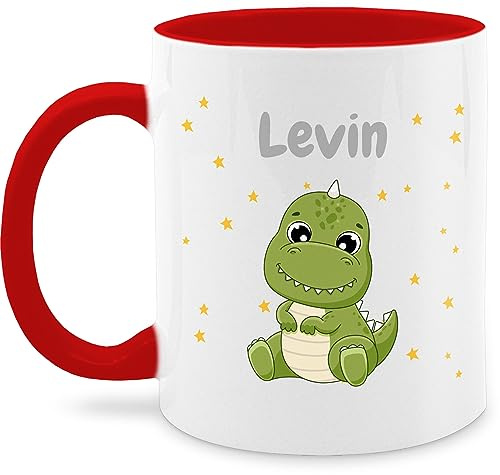 Tasse Tassen 325ml - Süßer Dino Dinosaurier Dinosaurus Dinomotiv - 325 ml - Rot - süß personalisierte tier saurier mug mit. tieren dinosaur groß kinder name personalisiertes kaffeetasse