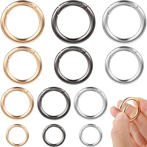 Ouligay 12 Stück Rund Karabiner 20-30mm O Ring Karabiner Runde Karabinerhaken Klein Schlüsselring Gold Silber Metall Key Ring Clip Schlüsselbund Zubehör für Taschen Bastelarbeiten Handwerk Machen