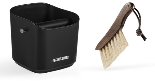 MHW-3BOMBER Espresso Knock Box, 1.2L(15 Cups) Coffee Knock Box with Coffee Clean Brush and Removable Knock Bar for Espresso Puck, Coffee Ground, Durable Espresso Accessories, Black,CS7090-OS