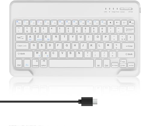 Tastatur Bluetooth Beleuchtete für iPad Air 13/Pro 12.9, S10 FE+/S10+ | Bluetooth Keyboard Tablet Tastatur für iOS/Android/Windows, QWERTZ, Tragbare Slim Tastatur, Weiß