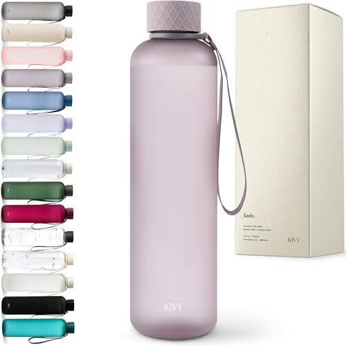 KIVY Tritan Trinkflasche 1l - Kohlensäure geeignet & Auslaufsicher - Für Sport, Schule & Büro - Sport Trinkflasche Gym - Wasserflasche Sprudel geeignet - Sportflasche 1 Liter - Spülmaschinenfest
