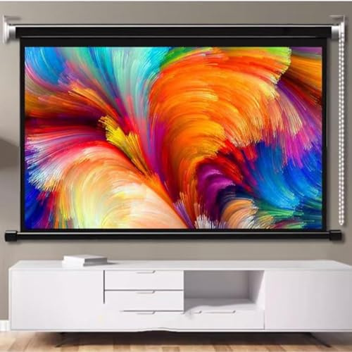 OPOLDBDMAC Manuel Enroulable Écran De Projection，Fixation Mur Ou Plafond Écran Videoprojecteur，60 Pouces Format 4:3/16:9 Portable Anti-Plis Projection Toile(60 inch 16:9)