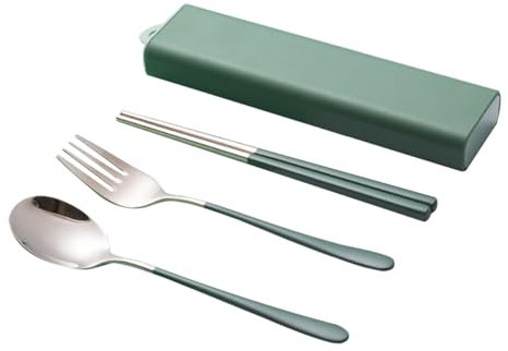 Cabilock Cubiertos De Viaje Con Estuche Juego De Cubiertos Reutilizables Tenedor Cuchara Palillos Chinos Acero Inoxidable Para Llevar Cuberterias Completas Uso Diario