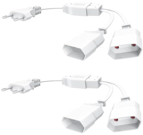 2 pezzi Euro plug extension striscia di presa piatta - spina multipla piatta per presa di corrente Euro plug extension