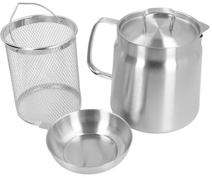 WLIHDB Carafe Filtrante à Huile Pot de filtre à huile en acier inoxydable 304, récipient à graisse de grande capacité avec filtre for la maison Pour La Cuisine(1.5L)