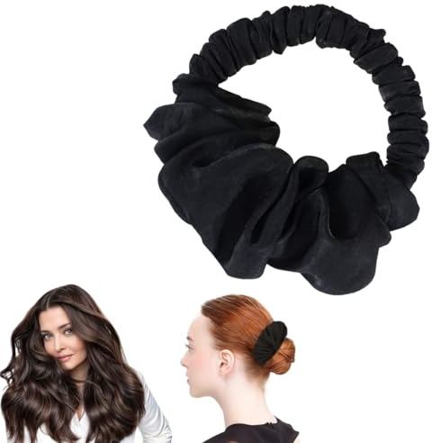 OUDQFCJ Bigodini Senza Calore per Dormire, Riccioli Non Termici per Capelli Lunghi, Scrunchie Nero