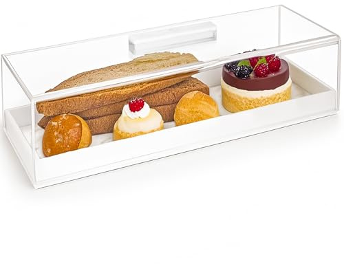 Acrylic Rectangular Cake Tray - Multifunctional Rectangle Cake Stand with Clear Cover Lid - Serving Tray - Dessert Holder for Party Home Kitchen - Afternoon Tea Stands (1PC)