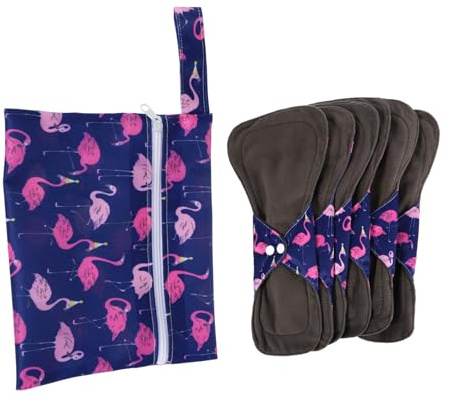 DEARMAMY Wiederverwendbare Damenbinden Satz mit Wasserdichtem Pul Beutel Waschbare Menstruationsbinden aus Bambus Auslaufsichere Slipeinlagen für Alltag Reisen und Sport
