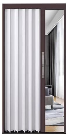 Accordion Folding Door,Bi-Folding Internal Door, Retractable Sliding Barn Door with Lock & Key, Space Saving Aluminum Design