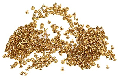 CHEOTIME 500 Pcs Hollow Rivets, Through Hole Copper Hollow Rivets Grommets Air Eye Buckles Brass Hollow Grommets Rivets Set for Shoes Hats Bags (4.8x2.3x4.5mm)