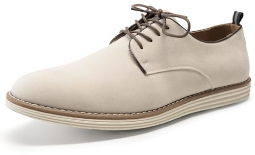 Allthemen Mocassino Basso Uomo Eleganti Scarpe Stringate Punta Tonda da Lavoro Oxford Casual da Barca Piatta Beige 45