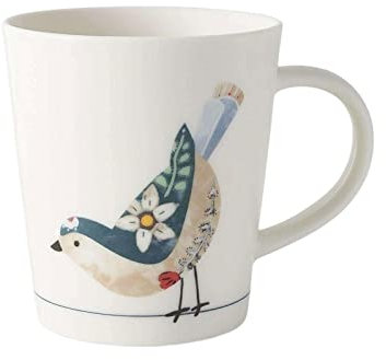 GEK208130 Moderno Taza de cerámica blanca con diseño de pájaro hermoso, taza de café con leche for oficina en casa, taza de té de gran capacidad de 450ML Vajilla
