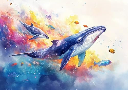 Puzzle 1000 Teile 5D DIY Erwachsene Klassische Puzzle Wal Perfekt Um Die ProblemlöSungsfäHigkeiten Zu Verbessern, FöRdert Konzentration und Geduld, für Erwachsene und Kinder Ab 14 Jahren 75x50 cm W-6