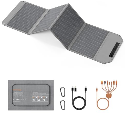 MHPOWOS 40W Faltbares Solarpanel, Tragbares Solarladegerät mit USB C, USB A und DC Ausgängen, 19V Mini-Ladegerät für Smartphone, Wandern, Outdoor-Reisen, Camping