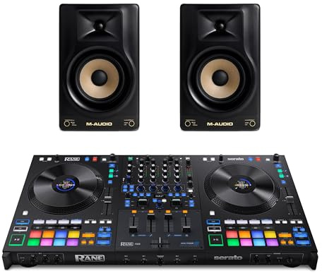 Rane FOUR DJ Controller and M-AUDIO Forty Sixty Pair Studio Monitors for Studio Recording, Music Production, Podcasting, Streaming