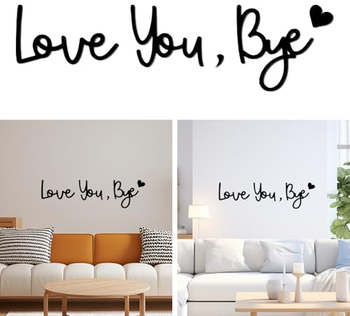 Love You Bye Above Door Sign - Black Wooden Wall Art for Hallway Decor, Modern Love You Bye Sign Home Decoration, Decorative Wooden Door Topper for Entryway, Stairs, Living Room, Bedroom, or Office