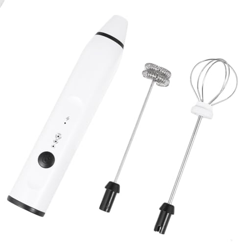 SEWACC Frusta elettrica ricaricabile USB 2 in 1 per uova e schiumatore per latte a 3 velocità, agitatore portatile bianco per uso domestico e cucina quotidiana
