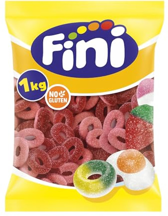 Bonbons vrac – Anneaux saveur fraise – Sachet 1kg – Confiserie gélifiée en format anneaux