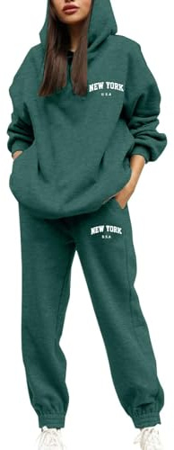 Women's Two Piece Tracksuit Set Long Sleeve Lounge Outfit Sweatshirt Pullover Hoodie Top and Sweatpants Fleece Loungewear Winter Warm Casual Oversized Elastic Pocketsairport outfits for women