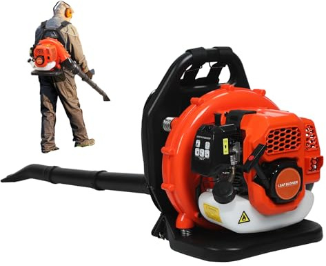52 CC Souffleur Thermique à Dos, 2 Temps 550 CFM Souffleur De Feuilles Portatif, Travaux de Cour, Aménagement Paysager, Souffleur de Déneigement, Backpack Leaf Blower, Souffleuse à Feuilles (Orange)