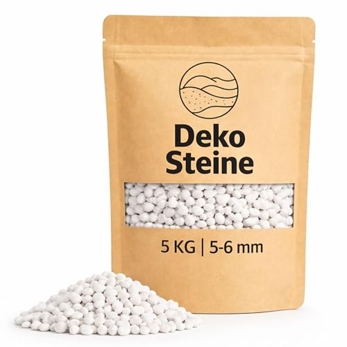 Deko-Granulat weiß als farbige Streudeko - 5 kg kleine Deko-Steine Ø 5-8 mm für Gläser, Vasen