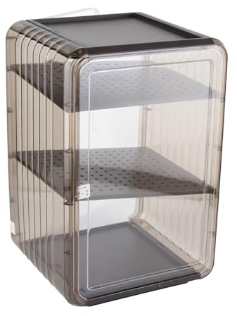 WOHPNLE Portabicchieri, portabicchieri in plastica trasparente impilabile con portabottiglie multifunzionale dal design di lusso per desktop (Nero grande)
