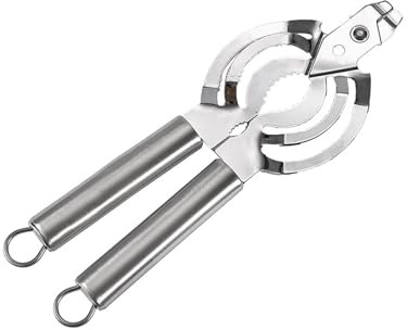 Abrelatas y botellas de acero inoxidable con agarre ergonómico para cocina, esencial de acero inoxidable, abrelatas multiusos