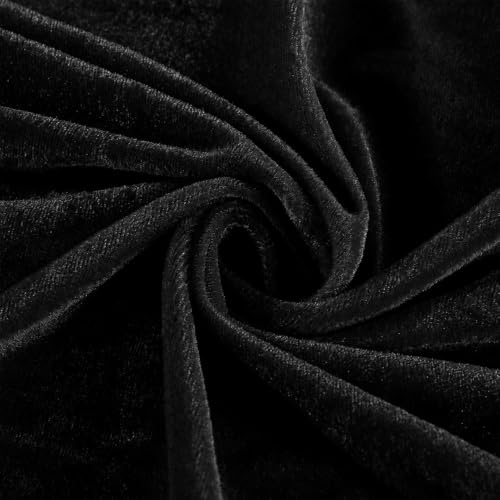 Pannesamt Stoff Meterware 2m x 160cm, Schwarzer Stretch Samt, Velvet Dekostoff für Vorhänge Gardinen Bühne Kostüm Kleid Bekleidung Tischdecke Dekostoff