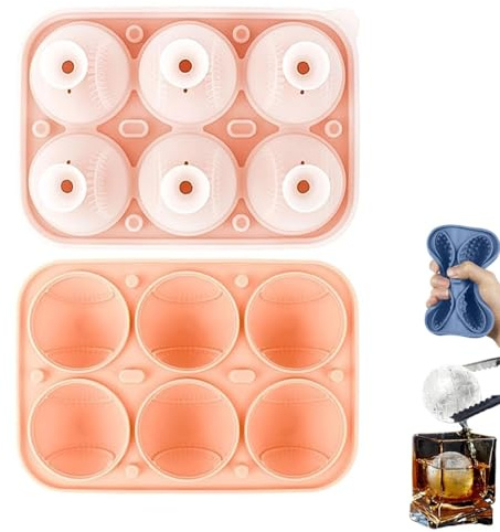 Stampi Per Cubetti Di Ghiaccio A Forma Di Palla Da Baseball 3D, Stampo in Silicone Per Whisky A Forma Di Palla Da Baseball 3D Di Grandi Dimensioni, Stampo Per Cubetti Di Ghiaccio Rotondi (Rosa)