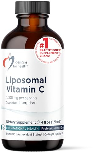 Designs for Health Liposomal Vitamin C Liquid - 1000mg Vitamin C Supplement - Liposomes (from Sunflower Lecithin) for Superior Absorption - Non-GMO, Pleasant Lemon Flavor (24 Servings / 4oz)