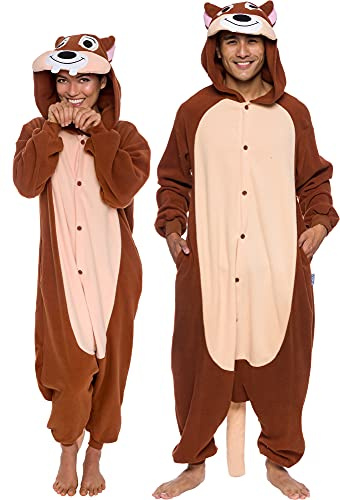 Funziez! Vuxen, onesie, halloween-kostym, djur, dinosaurie, haj, unisex, plysch, en del, cosplay-kostym för vuxna, män och kvinnor, Ekorre, M