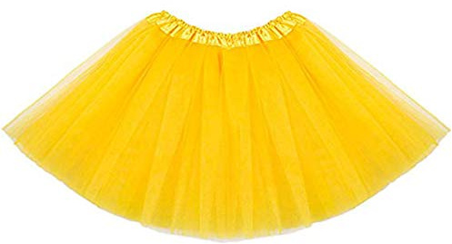 MUNDDY® - Tutu Elastico Tul 3 Capas 30 CM de Longitud para niña Bebe Distintas Colores Falda Disfraz Ballet (Amarillo)