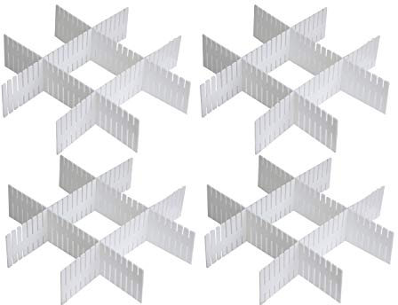 TRIXES Organizador de cajones - Divisores de cajones de Almacenamiento de plástico - Separadores Cajones para bandejas de Cocina de 16 Piezas - Inserto de cajones de Cubiertos