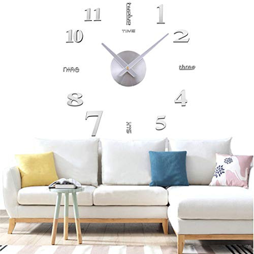 Yolistar 3D Acryl Wanduhr Silber, Moderne Spiegeluhr, leise Quarzuhr | Moderne 3D Acryl Wanduhr – stilvolle Wanddekoration für Wohnzimmer, Schlafzimmer und Büro