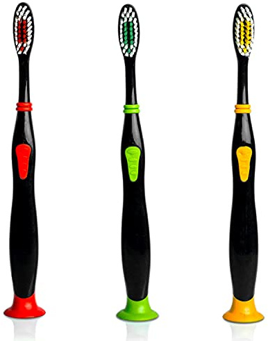 Clienis® Zahnbürste mit Saugnapf für Kinder 9 bis 12 Jahre | Zahnbürstenset Extra Weich | KAI Plus | Care Baby Toothbrush (Schulkind)