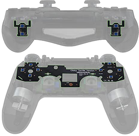 eXtremeRate Intero Tattile Clicky Kit per ps4 Controller, Flashshot Hair Trigger Stop Grilletti Pulsanti Tasti Cavo Flessibile Mouse Click Kit per ps4 Pro Slim Joystick CUH-ZCT2 JDM-040/050/055