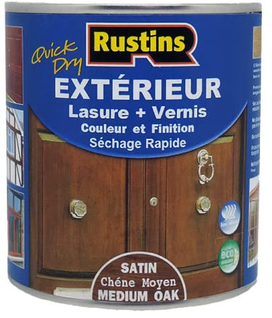 Rustins - Tintura per legno da esterno teak - UV - asciugatura rapida - finitura verniciata satinata - 1L - 15m²/L (ESMO1000FR)