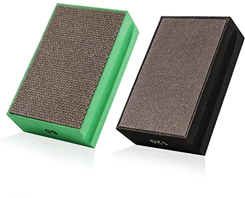 BSRTTOOL Diamond Hand Polishing Pads Sanding Blocks Foam Backing for Tile Stone Marble Concrete Ceramics Granite Glass Wet Dry (60Grit+120Grit)¡