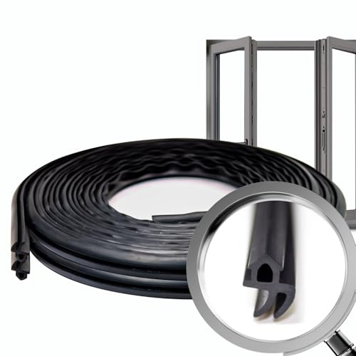 Perfil de Goma para Ventanas Correderas S-1388 | Ventanas correderas, aislamiento contra aire y polvo | Compatible con Ventanas Rehau | Perfil 5mm | 20 Metros (2 Rollos de 10 m)
