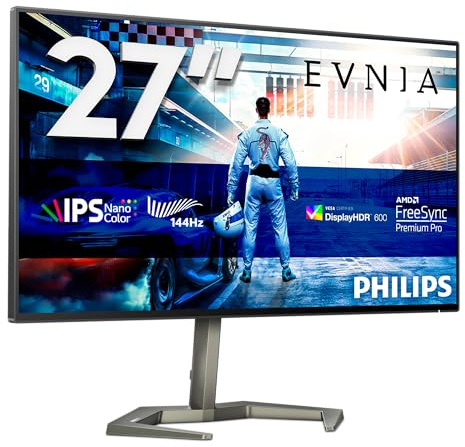 Philips Evnia 27M1F5800 - 27 Zoll UHD Gaming Monitor, HDR600, G-Sync Compatible, FreeSync Premium Pro (3840x2160, 144 Hz, HDMI 2.1, DisplayPort, USB Hub) schwarz