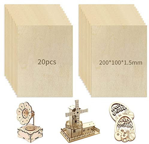 20 Pezzi Fogli di Balsa Sottile, Pannelli in Legno di Tiglio, Tavola di Compensato per Artigianato, Mini Modello di Barca, Aeroplano, Casa