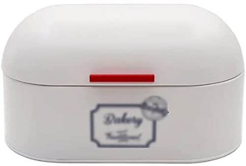 ABGRC Cuisine Boîte à Pain 3L/105 oz, Corbeille à Pain Grande capacité pour comptoir de Cuisine, Support à Pain Blanc Vintage Multifonctionnel avec Couvercle Décor